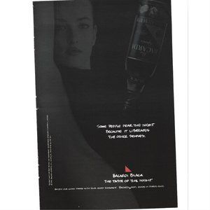 Bacardi Black Rum Puerto Rico 1990s Vintage Print Ad